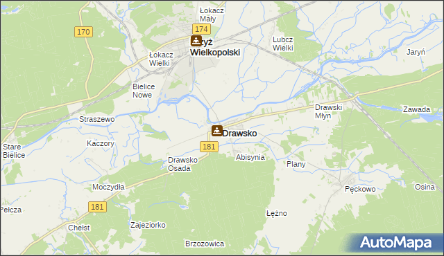 mapa Drawsko, Drawsko na mapie Targeo