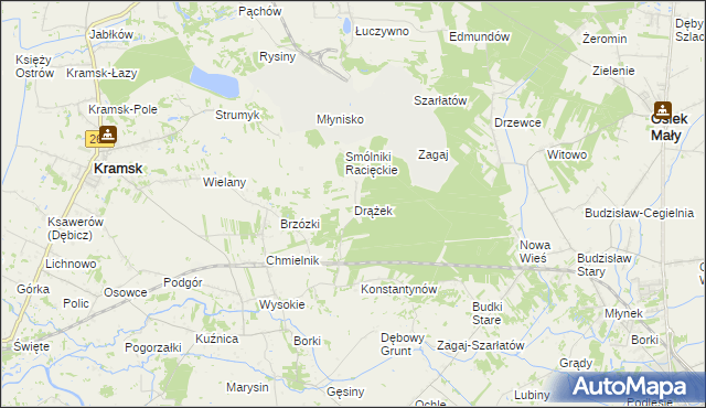 mapa Drążek, Drążek na mapie Targeo