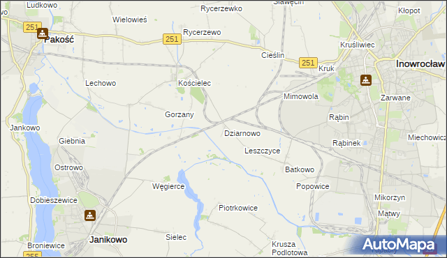 mapa Dziarnowo gmina Pakość, Dziarnowo gmina Pakość na mapie Targeo