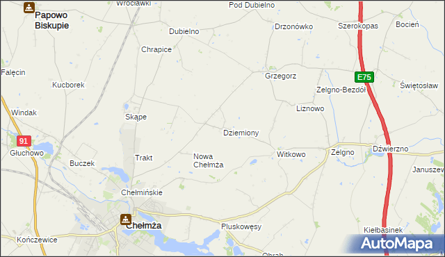 mapa Dziemiony, Dziemiony na mapie Targeo