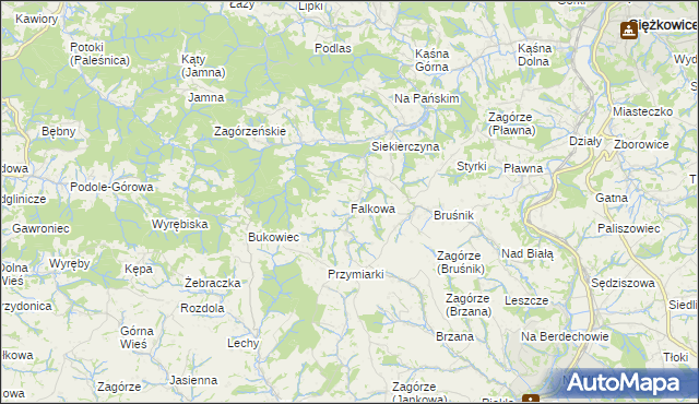 mapa Falkowa, Falkowa na mapie Targeo