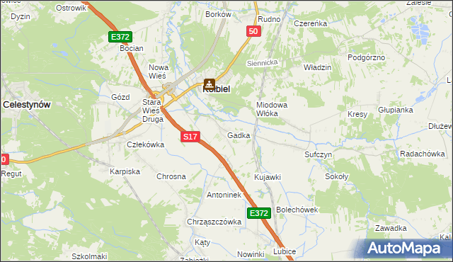mapa Gadka gmina Kołbiel, Gadka gmina Kołbiel na mapie Targeo