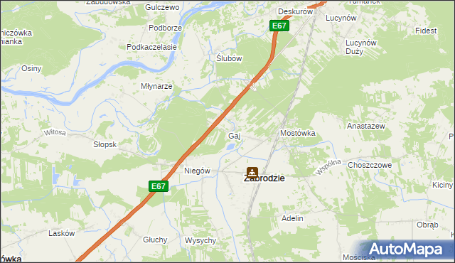 mapa Gaj gmina Zabrodzie, Gaj gmina Zabrodzie na mapie Targeo