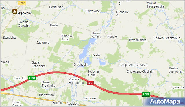 mapa Gałki gmina Grębków, Gałki gmina Grębków na mapie Targeo
