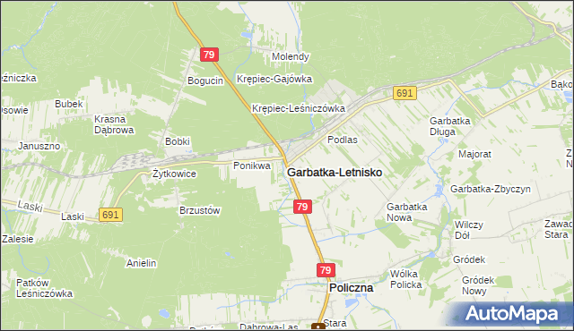 mapa Garbatka-Letnisko, Garbatka-Letnisko na mapie Targeo