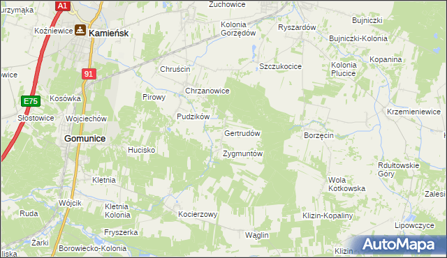 mapa Gertrudów, Gertrudów na mapie Targeo