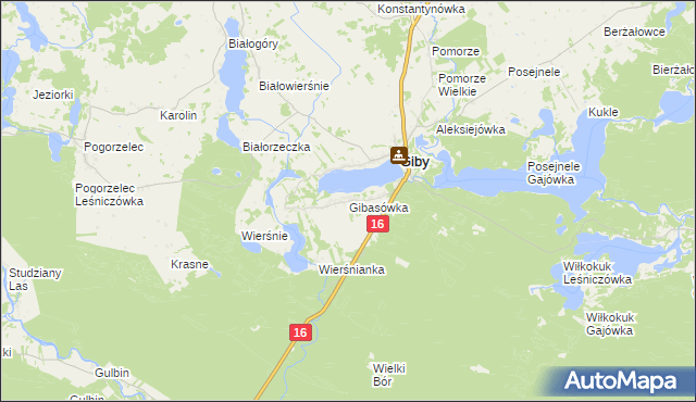 mapa Gibasówka, Gibasówka na mapie Targeo