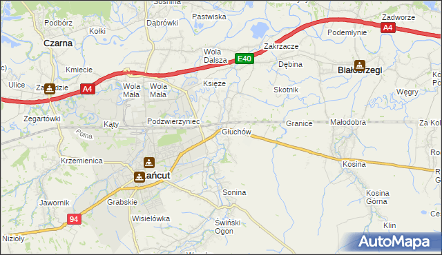 mapa Głuchów gmina Łańcut, Głuchów gmina Łańcut na mapie Targeo