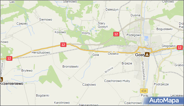 mapa Gola gmina Gostyń, Gola gmina Gostyń na mapie Targeo