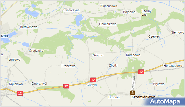 mapa Górzno gmina Krzemieniewo, Górzno gmina Krzemieniewo na mapie Targeo