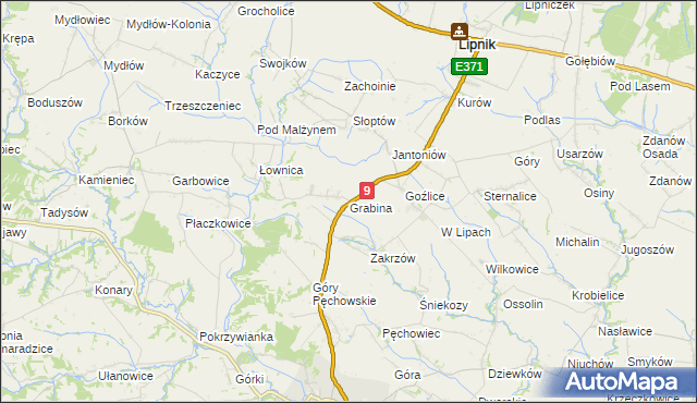 mapa Grabina gmina Klimontów, Grabina gmina Klimontów na mapie Targeo