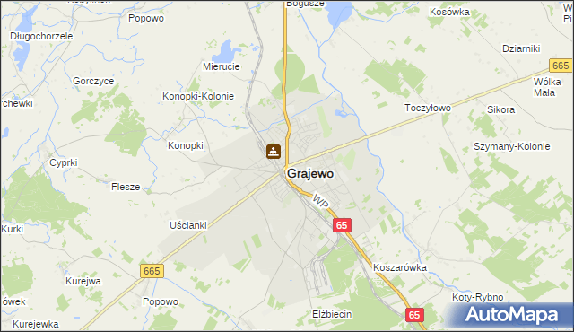 mapa Grajewo, Grajewo na mapie Targeo
