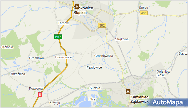 mapa Grochowiska gmina Ząbkowice Śląskie, Grochowiska gmina Ząbkowice Śląskie na mapie Targeo