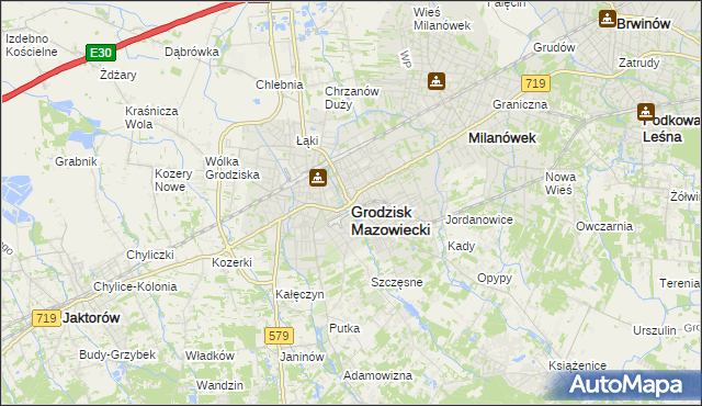 mapa Grodzisk Mazowiecki, Grodzisk Mazowiecki na mapie Targeo