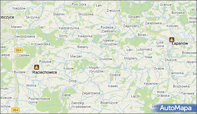 mapa Gruszów gmina Raciechowice, Gruszów gmina Raciechowice na mapie Targeo