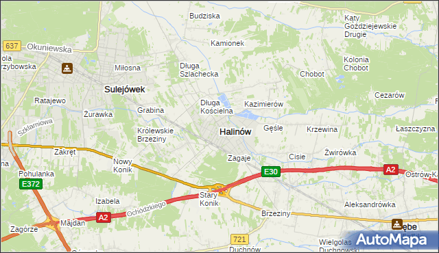 mapa Halinów powiat miński, Halinów powiat miński na mapie Targeo
