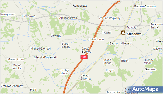 mapa Jakać Borowa, Jakać Borowa na mapie Targeo