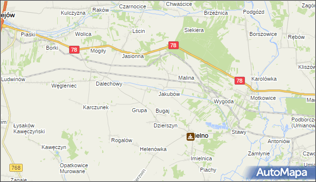 mapa Jakubów gmina Imielno, Jakubów gmina Imielno na mapie Targeo