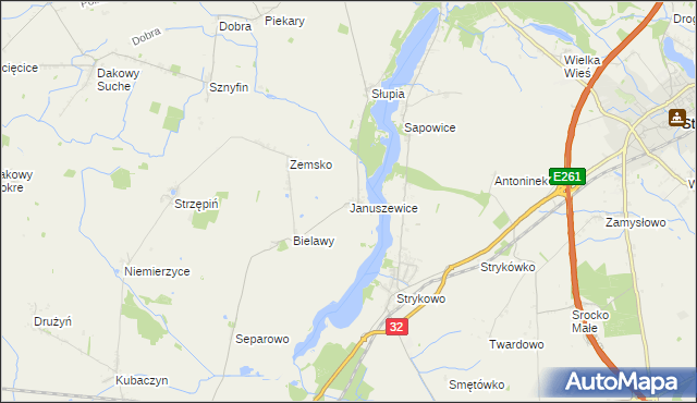 mapa Januszewice gmina Granowo, Januszewice gmina Granowo na mapie Targeo