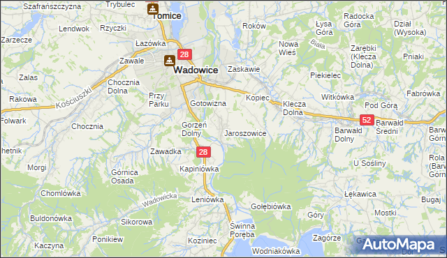 mapa Jaroszowice, Jaroszowice na mapie Targeo