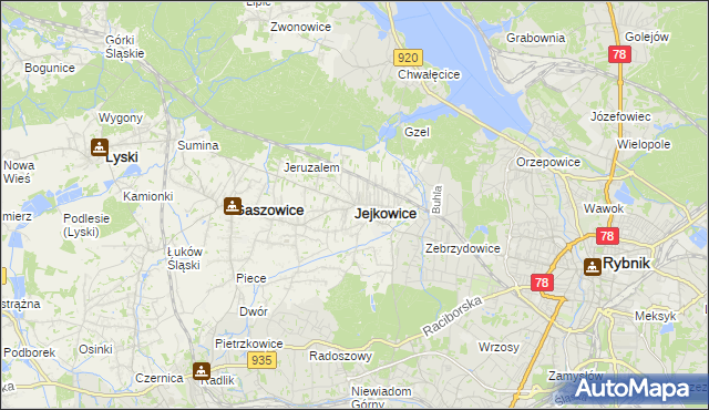 mapa Jejkowice, Jejkowice na mapie Targeo