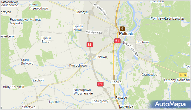 mapa Jeżewo gmina Pułtusk, Jeżewo gmina Pułtusk na mapie Targeo