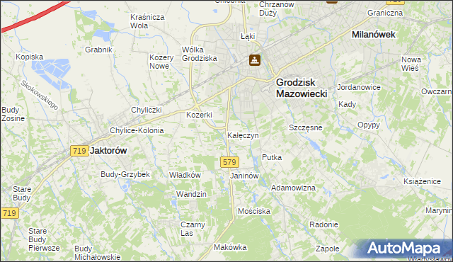 mapa Kałęczyn gmina Grodzisk Mazowiecki, Kałęczyn gmina Grodzisk Mazowiecki na mapie Targeo