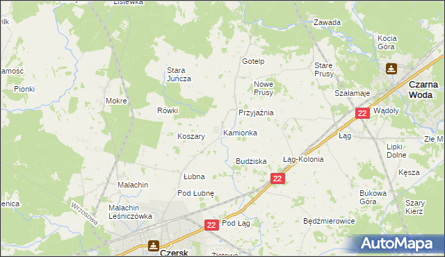 mapa Kamionka gmina Czersk, Kamionka gmina Czersk na mapie Targeo