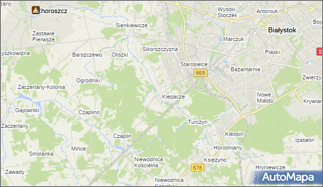 mapa Klepacze gmina Choroszcz, Klepacze gmina Choroszcz na mapie Targeo