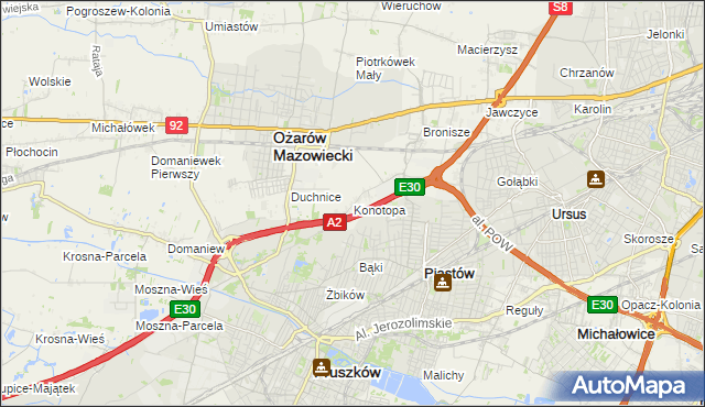 mapa Konotopa gmina Ożarów Mazowiecki, Konotopa gmina Ożarów Mazowiecki na mapie Targeo