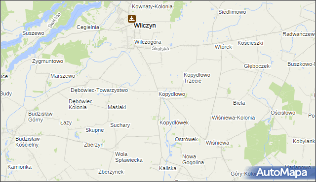 mapa Kopydłowo gmina Wilczyn, Kopydłowo gmina Wilczyn na mapie Targeo