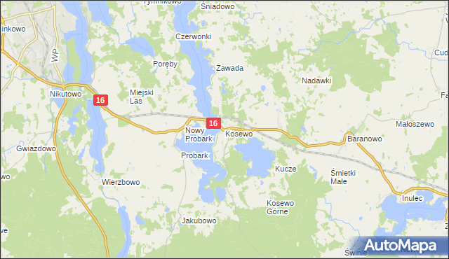 mapa Kosewo gmina Mrągowo, Kosewo gmina Mrągowo na mapie Targeo