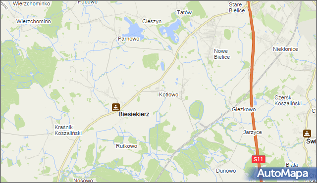 mapa Kotłowo gmina Biesiekierz, Kotłowo gmina Biesiekierz na mapie Targeo