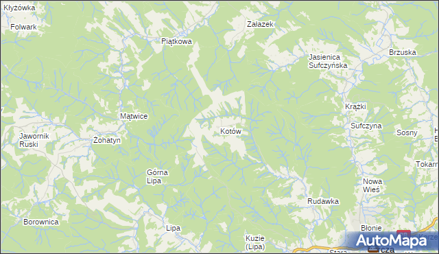 mapa Kotów gmina Bircza, Kotów gmina Bircza na mapie Targeo