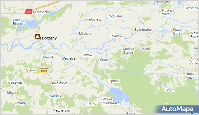 mapa Krupy gmina Michów, Krupy gmina Michów na mapie Targeo