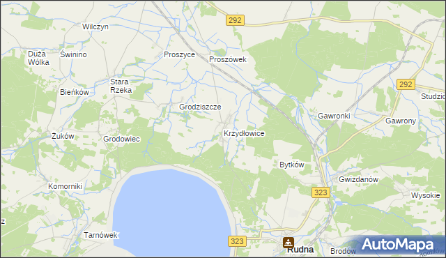 mapa Krzydłowice, Krzydłowice na mapie Targeo