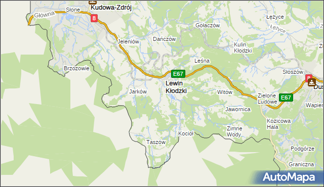 mapa Krzyżanów gmina Lewin Kłodzki, Krzyżanów gmina Lewin Kłodzki na mapie Targeo