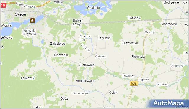 mapa Kukowo gmina Skępe, Kukowo gmina Skępe na mapie Targeo