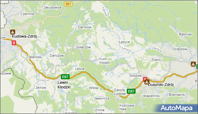 mapa Kulin Kłodzki, Kulin Kłodzki na mapie Targeo