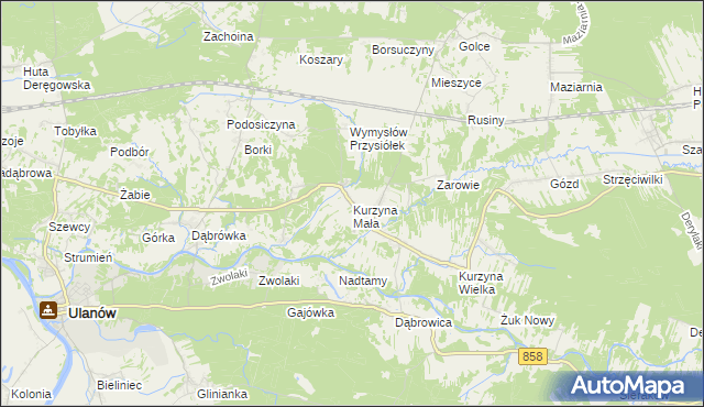 mapa Kurzyna Mała, Kurzyna Mała na mapie Targeo