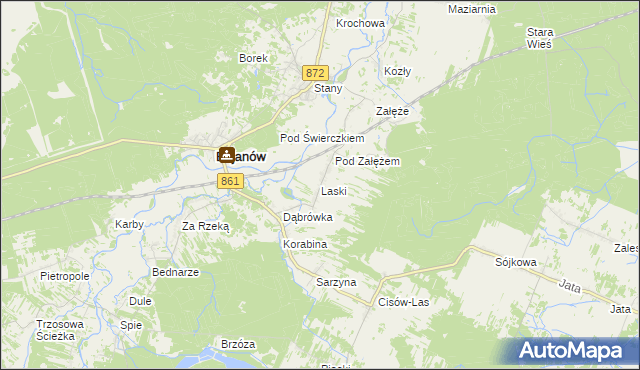 mapa Laski gmina Bojanów, Laski gmina Bojanów na mapie Targeo