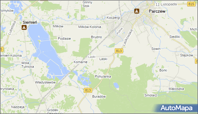 mapa Laski gmina Parczew, Laski gmina Parczew na mapie Targeo