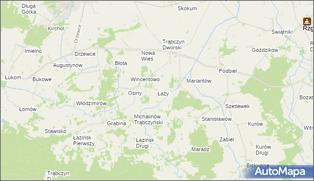 mapa Łazy gmina Zagórów, Łazy gmina Zagórów na mapie Targeo