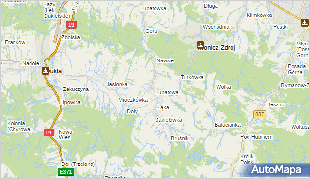 mapa Lubatowa, Lubatowa na mapie Targeo