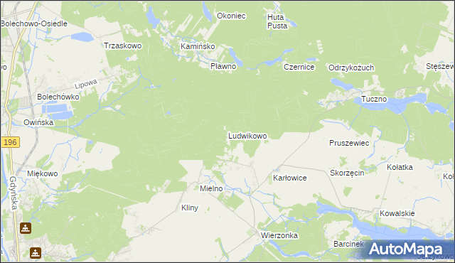 mapa Ludwikowo gmina Czerwonak, Ludwikowo gmina Czerwonak na mapie Targeo