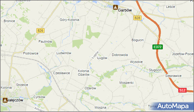 mapa Ługów gmina Jastków, Ługów gmina Jastków na mapie Targeo
