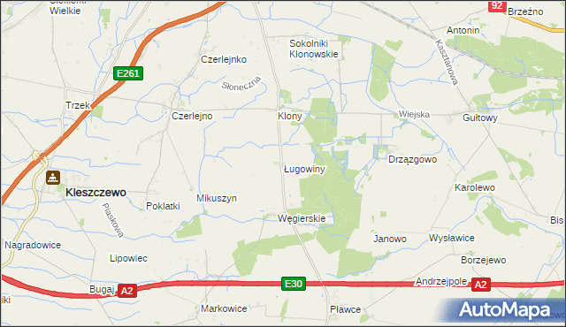 mapa Ługowiny, Ługowiny na mapie Targeo