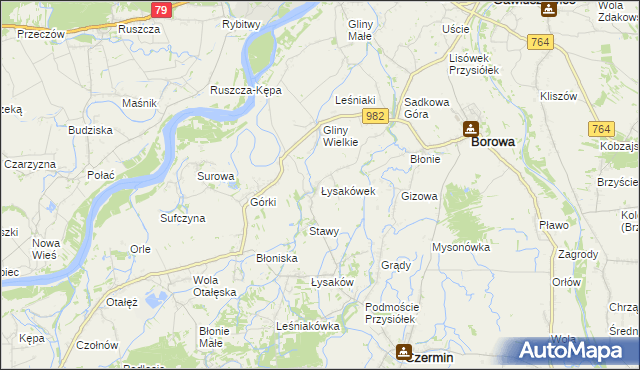 mapa Łysakówek, Łysakówek na mapie Targeo