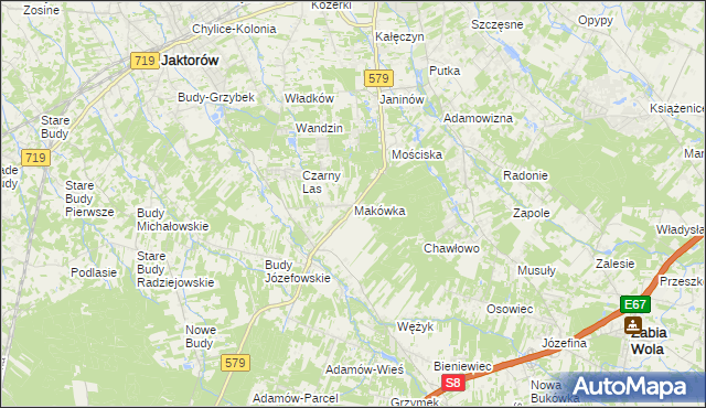 mapa Makówka gmina Grodzisk Mazowiecki, Makówka gmina Grodzisk Mazowiecki na mapie Targeo