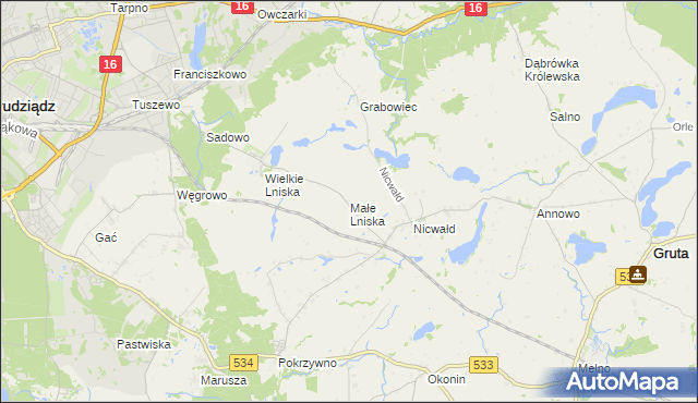 mapa Małe Lniska, Małe Lniska na mapie Targeo